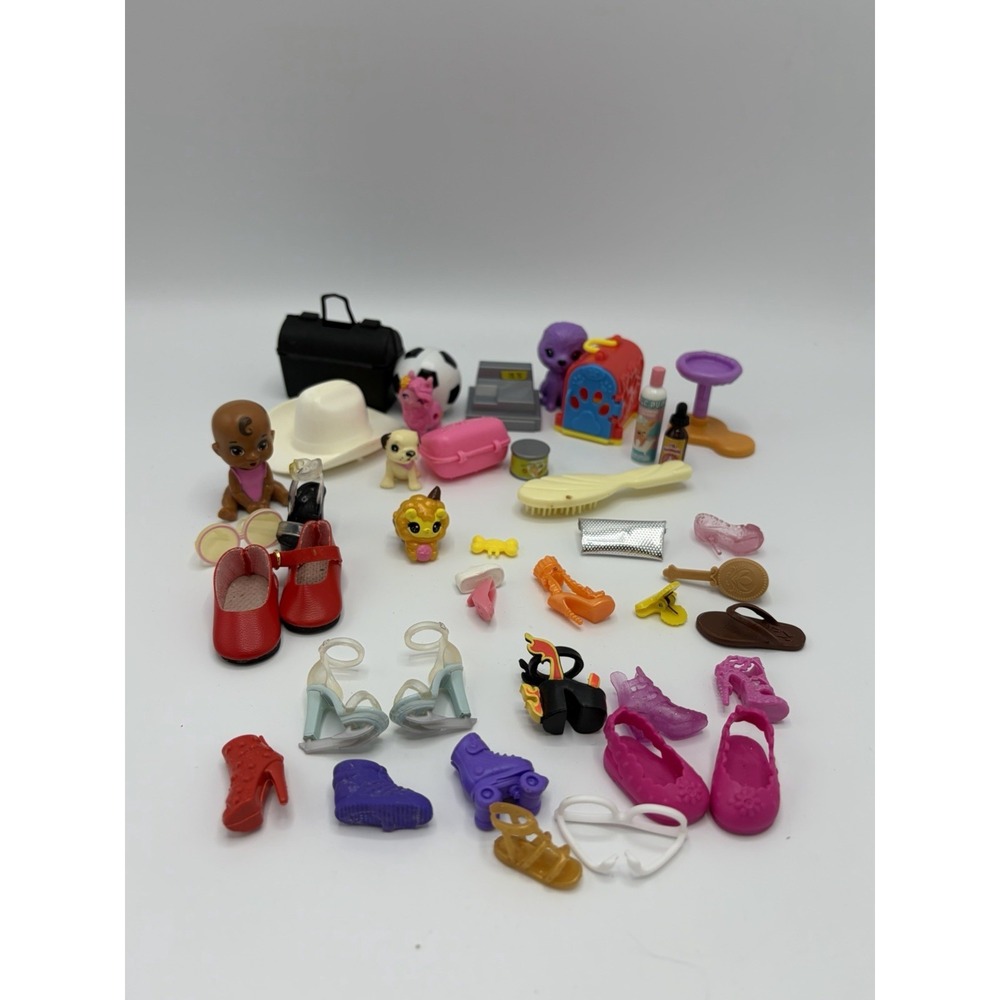Doll Toy Accessories Lot For Small Dolls - 40pcs Misc Lot